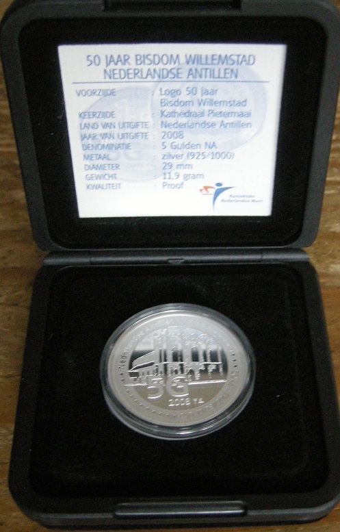 (afbeelding voor) 5 Gulden 2008 Nederlandse antillen Proof in cassette Willemstad